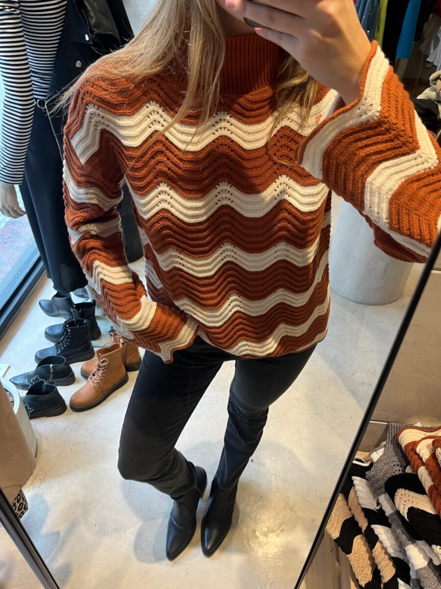 Sweater Olas ladrillo y Natural - Imagen 2